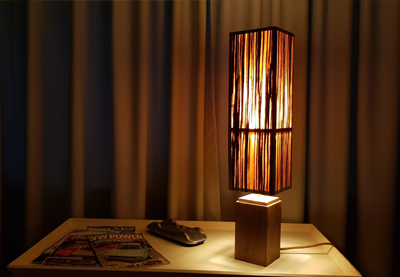 modern walnut tall table lamp
