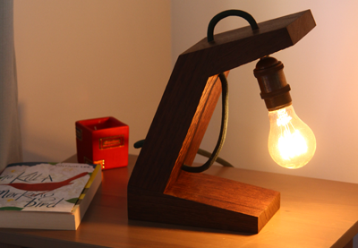 handcrafted wenge deskside rustic lamp