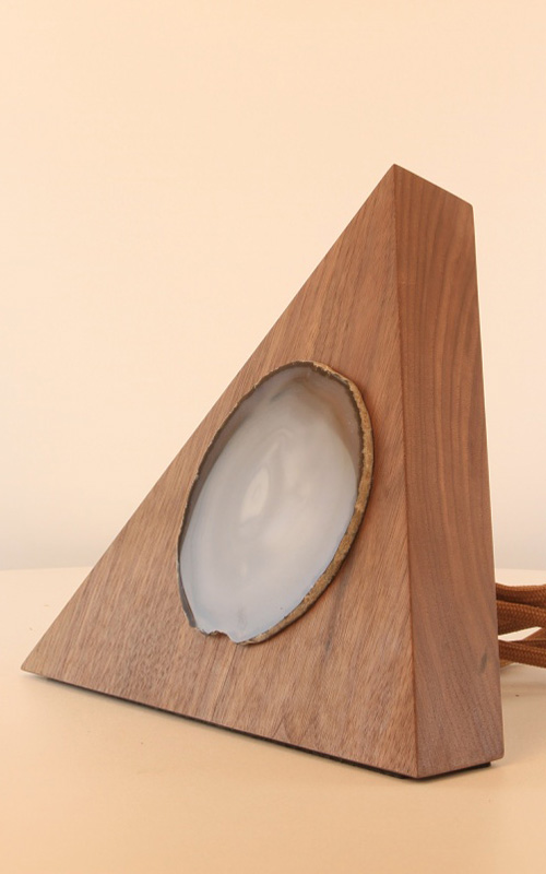 walnut wood handcrafted table lamp