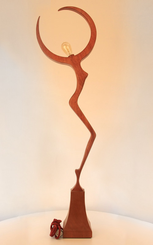wood handcrafted tall floor lamp