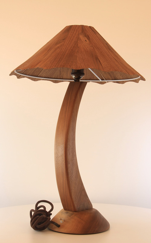 black walnut wood desk lamp