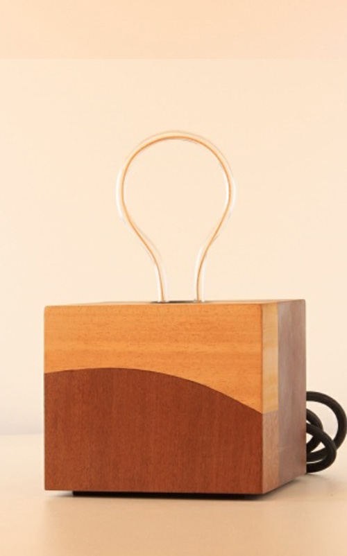 cube led modern wood lamp