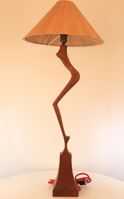 tall meranti wood shaded floor lamp