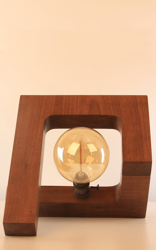 modern walnut wood table lamp