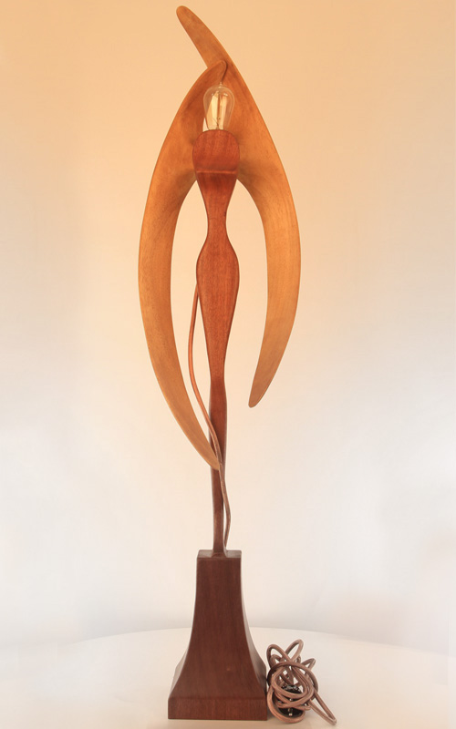 tall archangel wood handcrafted lamp